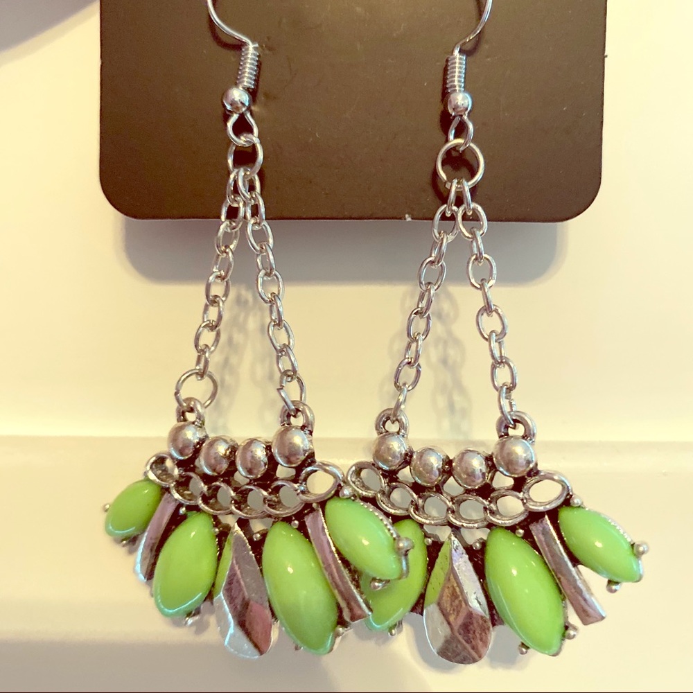 Green and Silver Earrings